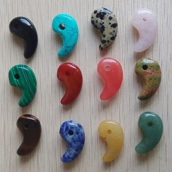 K-KED Fashion natural stone mixed magatama charm pendants 24pcs/lot wholesale