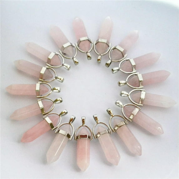 K-KED Fashion pink Crystal Stone Point Chakra charms Pendants 24pcs/lot Wholesale
