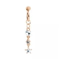 thumbnail image 1 of K-KED Faux Body Piercing Navel Clip on Belly Button Rings Fake Belly Piercing-rose gold star, 1 of 9