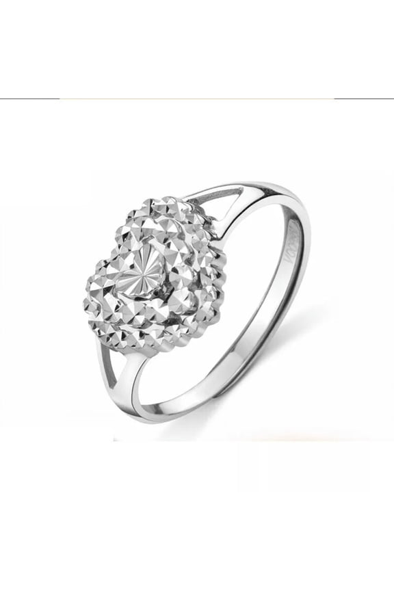 Fine Pt950 Real Platinum 950 Ring Women Diamond-facet Loving Heart Ring US 6-8