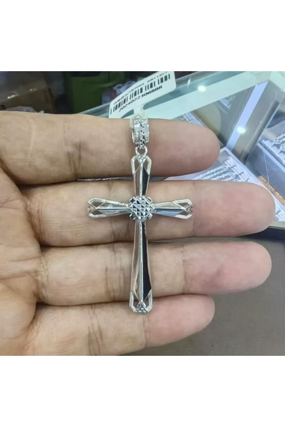 Fine Pt950 Real Platinum 950 Women Man Big Shiny Cross Pendant 2.3inchH /10.77g