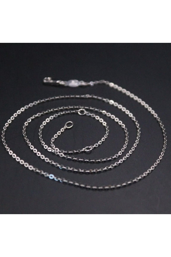 Fine Pt950 Real Platinum 950 Women Soild 1.1mm Rolo Chain Link Necklace 16-18in