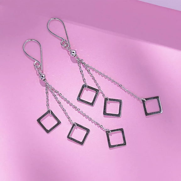 K-KED Fine Pure Pt950 Platinum 950 Earrings Square Tassel Geometry Earrings Dangle