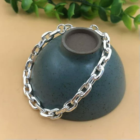 K-KED Fine Pure S990 Sterling Silver Bracelet Women Men Solid Silver Cable Link -8inch-3.3mm