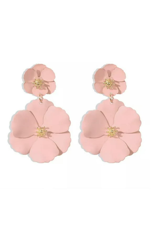 Flower Earrings Fashion Tassel Bohemian Dangle Drop Handmade Jewelry-Pink