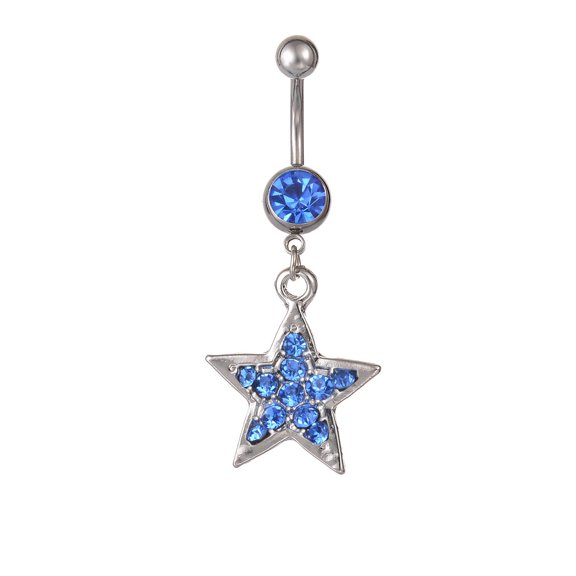 K-KED Full Diamond Star Studded Navel Ring and Button Human Piercing Jewelry-blue