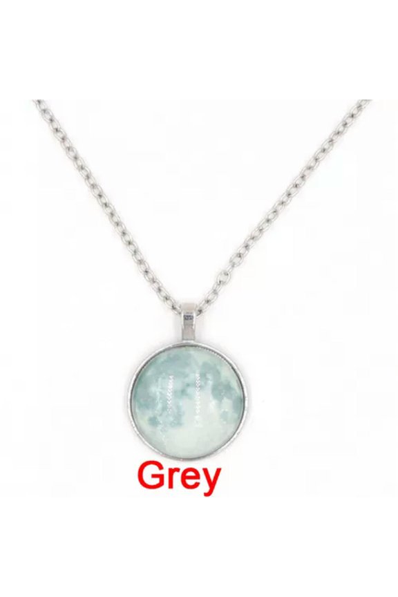 Full Moon Rising Moon Pendant Necklace Glow In The Dark Luminous Chain Women :yq-Grey