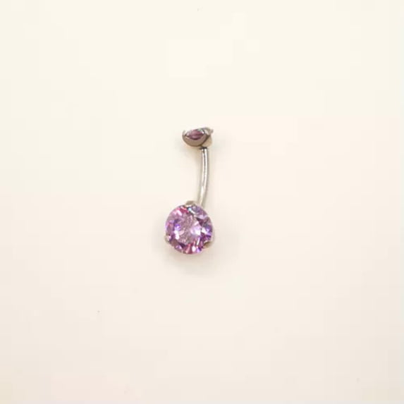K-KED G23 Titanium 14G Belly Button Ring Navel Cubic Zircon Body Piercing Jewelry-Purple