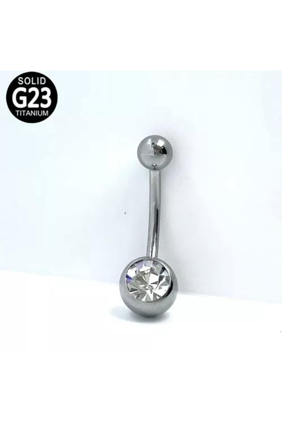 G23 Titanium 14G Crystal Belly Button Ring Navel Barbell Stud Bars Piercing 1/5X-1 pcs