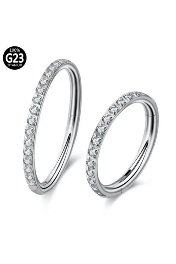 G23 Titanium Nose Ring Hoop Clicker CZ Zirconia Earring Helix Tragus Piercing-16G 10mm-1#