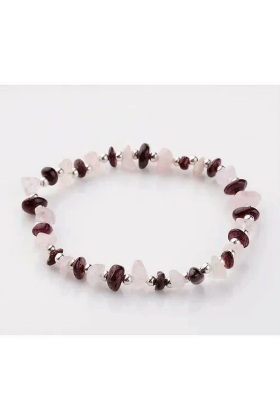 Garnet Rose Quartz Bracelet Crystal Gemstone Reiki Healing Chakra Anxiety