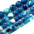 thumbnail image 1 of K-KED Gemstone Natural Blue Agate Bead Blue Stripe Agate Round Bead 15" Delicate Jewelry Making-12 mm, 1 of 6