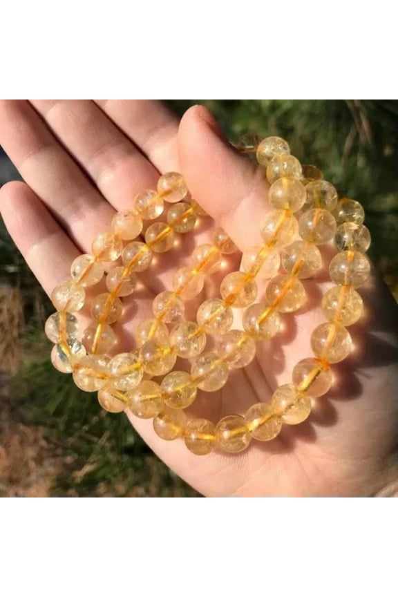 Genuine Citrine 8mm Round Beads Healing Reiki Chakra Balance Stretch Bracelet