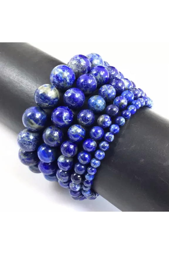Genuine Handmade Natural Blue Lapis Lazuli Gemstone Bracelet Round 4 6 8mm 10 12-8 mm