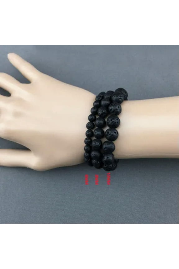 Genuine Lava Rock Bracelet Volcanic Beads Natural Stone Beaded Stretch Bracelets-8MM