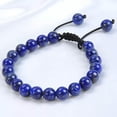 thumbnail image 1 of K-KED Genuine Natural 10mm Lapis Lazuli Gemstone Round Beads Men's Shambhala Bracelet, 1 of 3