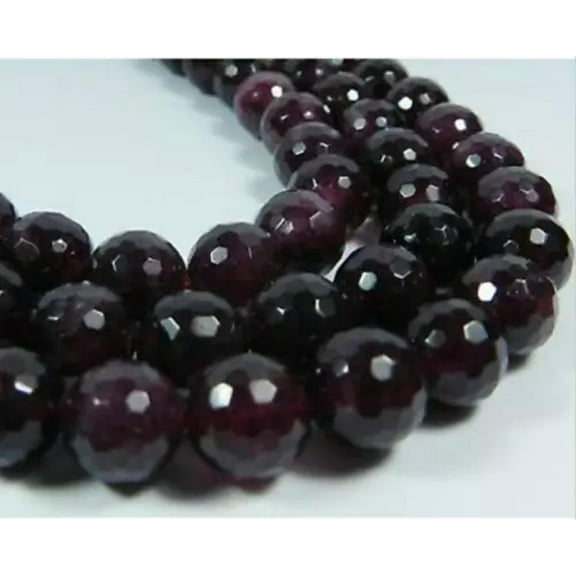 K-KED Genuine Natural 6/8mm Garnet Gems Faceted Round Loose Beads 15" Strand-8 mm