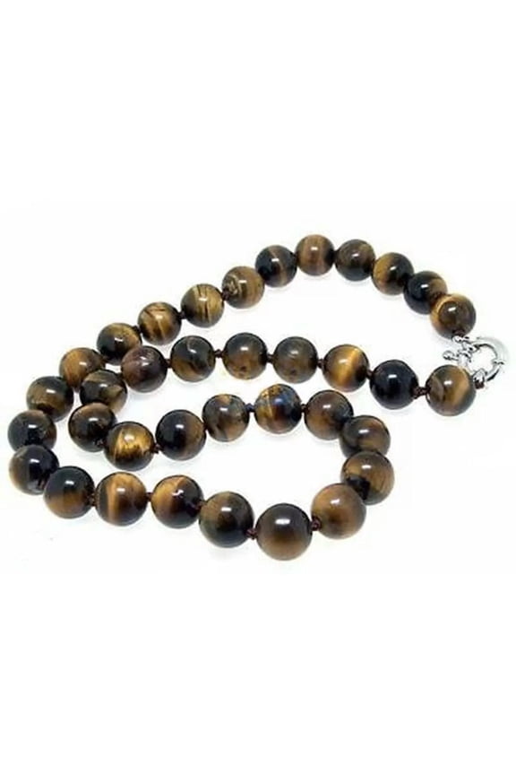 Genuine Natural 8mm Yellow Tiger's Eye Gemstone Beads Round Necklace 18'' AAA