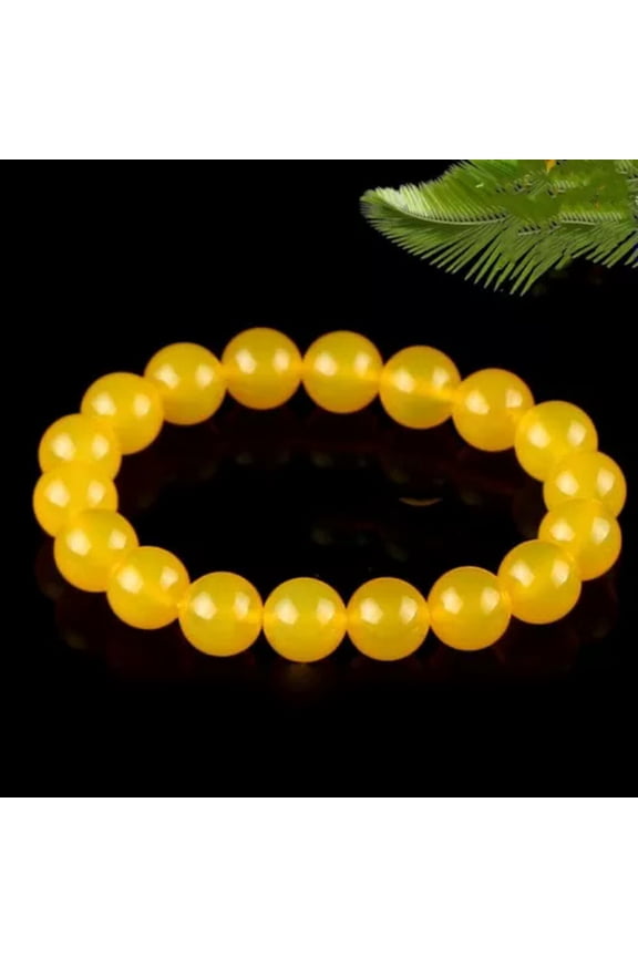 Genuine Natural Yellow Jade Gemstone Charm Healing Beaded Bracelet Gift-10 mm