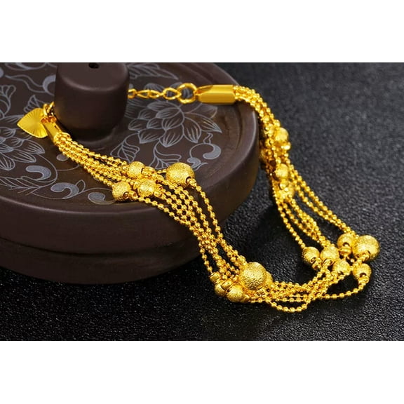 K-KED Girl's Fashion beaded24K THAI BAHT YELLOW GOLD GP Bracelet
