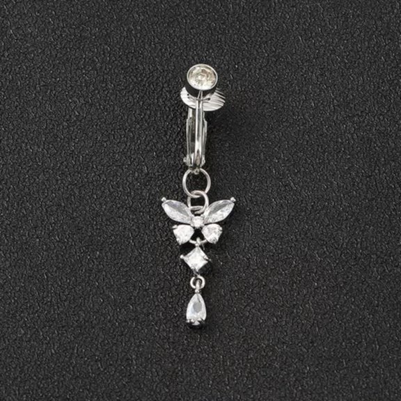 K-KED Glitter Belly Button Bar Barbell Long Drop Dangle Body Piercing Navel Ring Bars!-silver