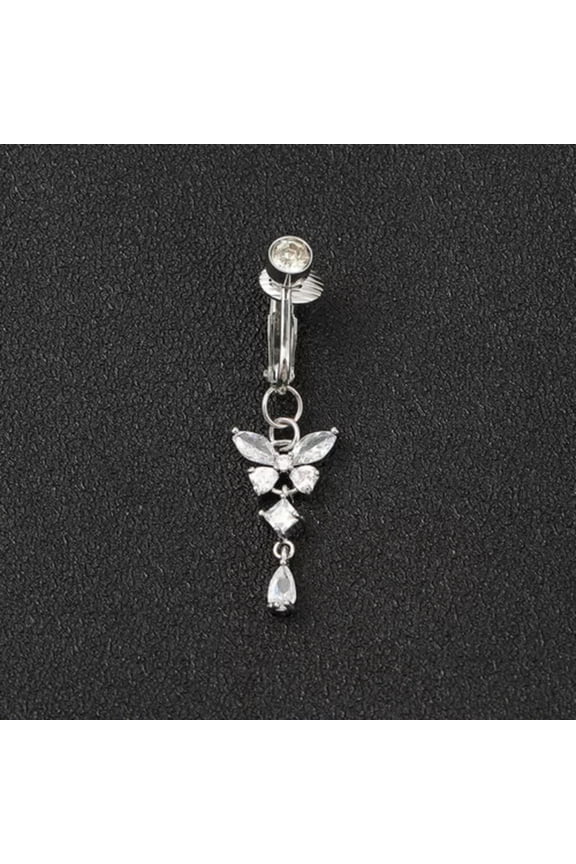 Glitter Belly Button Bar Barbell Long Drop Dangle Body Piercing Navel Ring Bars！-silver