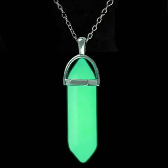 K-KED Glow In Night Hexagonal Pendant Necklace Bib Chain Delicate Jewelry Gift for Women Men-1# Glow In Light Necklace-Blue & Green Ray