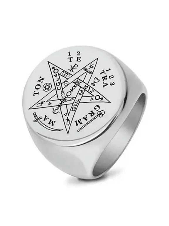 God's Name Tetragrammaton Rings Stainless Steel Gothic Punk Magic Circle Ring-12