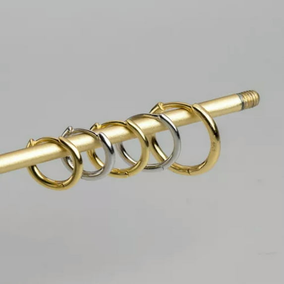 K-KED Gold Plated 925 Sterling Silver 10/11/12 mm/1-1.2cm Hoop Huggies Earrings-Gold-12 mm