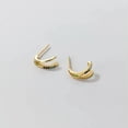thumbnail image 1 of K-KED Gold Plated 925 Sterling Solid Silver Color Crystal Curve Bar Stud Earrings-Silver, 1 of 6