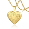 thumbnail image 1 of K-KED Gold Plated Heart Locket Pendant Necklace Photo 22" Link Chain New, 1 of 9