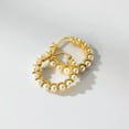 thumbnail image 1 of K-KED Gold plated 925 sterling Silver 21mm Hoop earrings pearl huggie earrings womens, 1 of 5