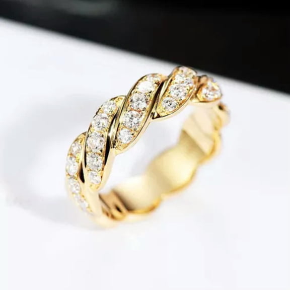 K-KED Gold plated Rings Womens Simulation Diamond Wedding Engagement Ring sz 6-10-10
