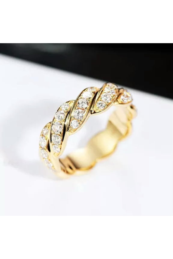 Gold plated Rings Womens Simulation Diamond Wedding Engagement Ring sz 6-10-7