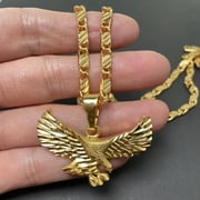 K-KED Golden Eagle 24K Gold Plated Pendant 50CM/60CM Necklace Chains Fashion Jewelry-60CM
