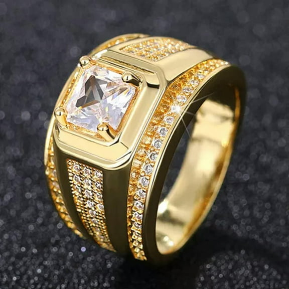 K-KED Gorgeous 18k Yellow Gold Plated Rings Cubic Zirconia Delicate Jewelry Size 7-12-7