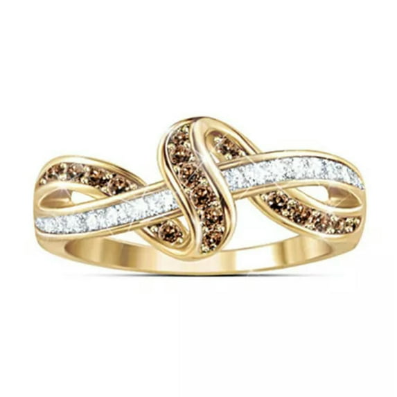 K-KED Gorgeous 18k Yellow Gold Plated Women's Wedding Rings Cubic Zirconia Size 5-10-9