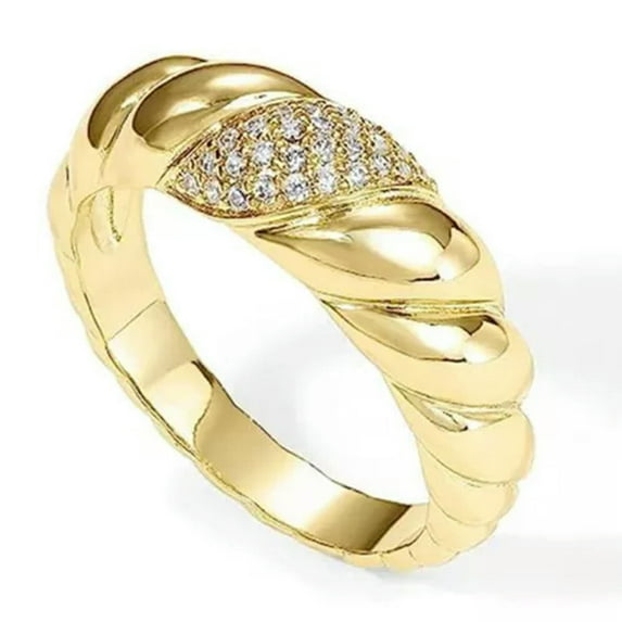 K-KED Gorgeous CZ 925 Silver Filled Delicate Jewelry Women Wedding Ring Sz 6-10-9-Gold