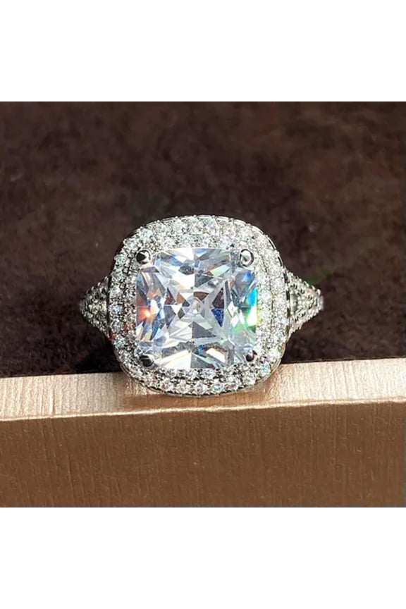 Gorgeous Cubic Zirconia Rings for Women 925 Silver Wedding Delicate Jewelry Size 6-10-10-Silver