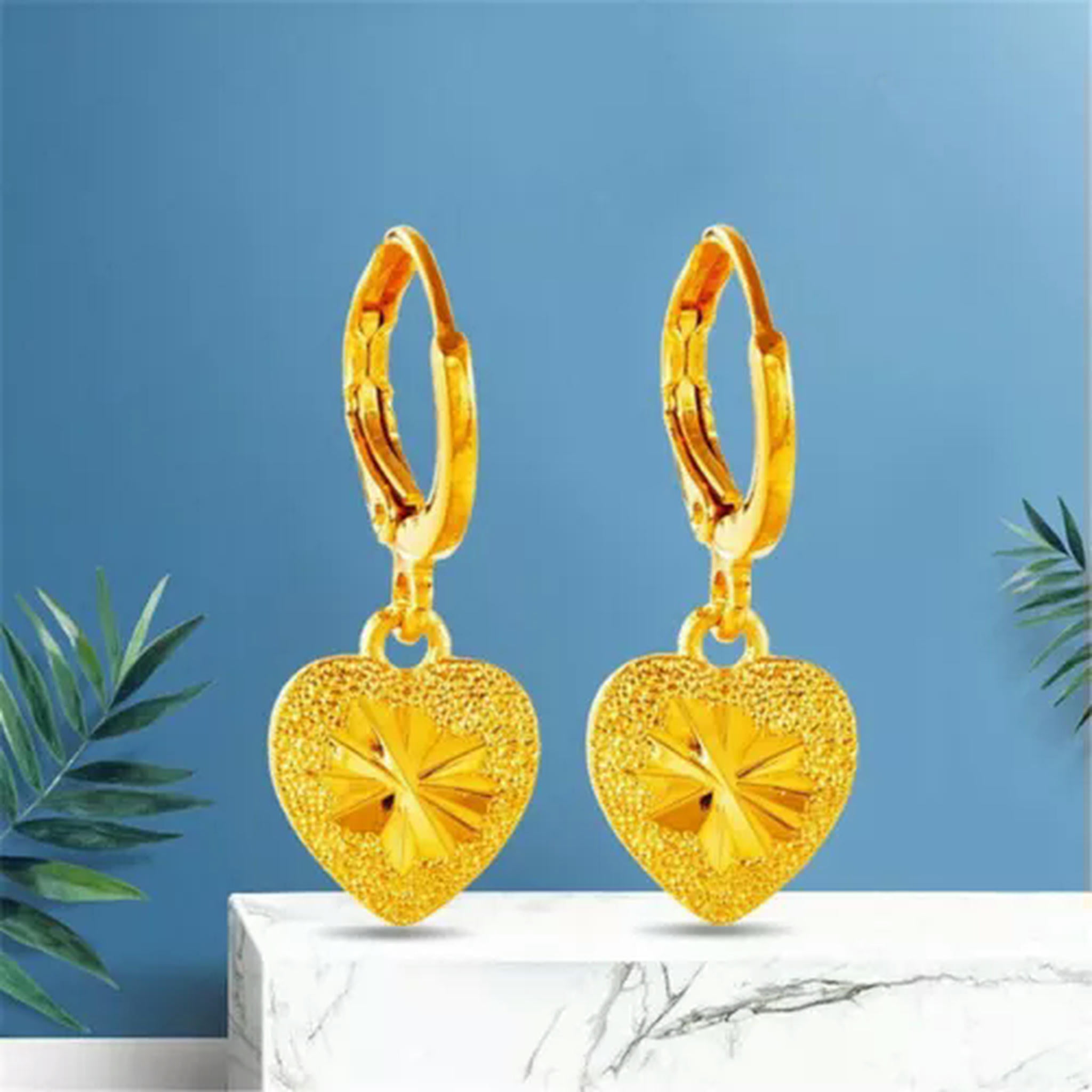 24k Gold Karat Gold Earrings K-KED Gorgeous Heart Stud Earrings