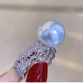 thumbnail image 1 of K-KED Gorgeous Huge AAA 10-11mm South Sea White Round Pearl Ring 925s ...., 1 of 3