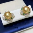 thumbnail image 1 of K-KED Gorgeous New AAAAA 9-10mm South Sea Golden Stud pearl earring 925S, 1 of 4
