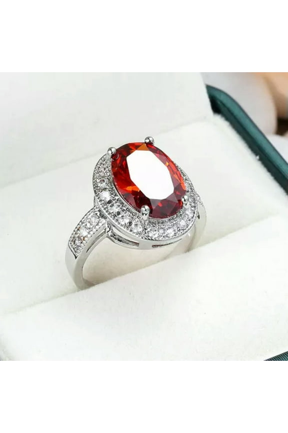 Gorgeous Oval Cut Champagne Crystal Wedding Ring Rose Gold Filled Ring Size 6-10-6-Blue