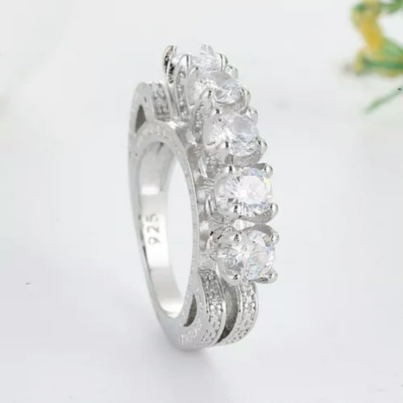 K-KED Gorgeous Party Women Wedding 925 Silver Cubic Zircon Rings Delicate Jewelry Sz 6-10-#13-7