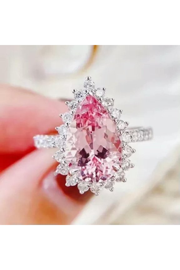 Gorgeous Pink Cubic Zircon Women Wedding Delicate Jewelry 925 Silver Filled Ring Sz 6-10-9