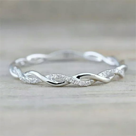 K-KED Gorgeous Women Party 925 Silver Filled Ring Cubic Zirconia Delicate Jewelry Gift Sz 6-10-10-Silver