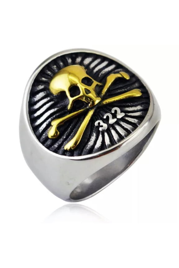 Gothic 322 Cross Bone Skull Ring Stainless Steel Men's Vintage Biker Signet Ring-11