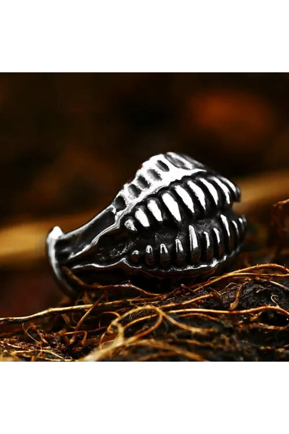 Gothic Big Mouth Chomper Ring Stainless Steel Mouth of the Abyss Kog'Maw Ring-13