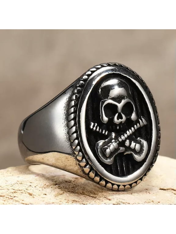 Gothic Cross Guitar Musical Skull Ring Stainless Steel Rock Soul Biker Punk Ring-10