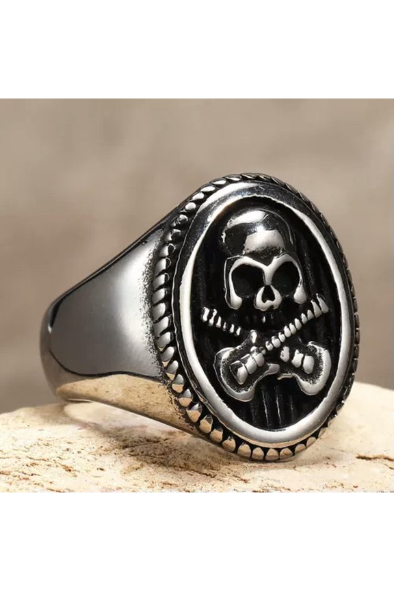 Gothic Cross Guitar Musical Skull Ring Stainless Steel Rock Soul Biker Punk Ring-10